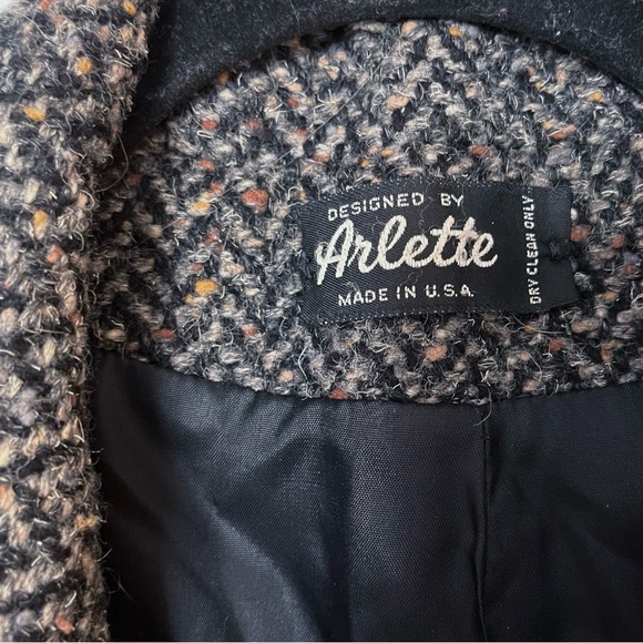 Vintage Arlette Coat Womens MED Wool USA Confetti Tweed Designer 80s 90s - Picture 3 of 6